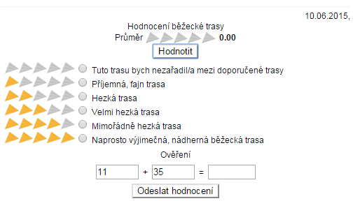 Náhled hodnocení běžecké trasy Náhled hodnocení běžecké trasy