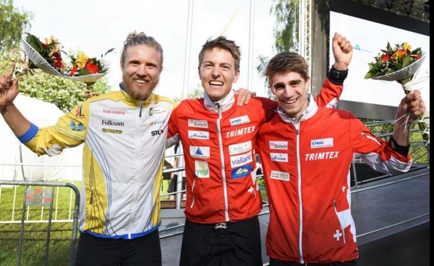 Muži medailisté: Bergmann, Kyburz, Howald
