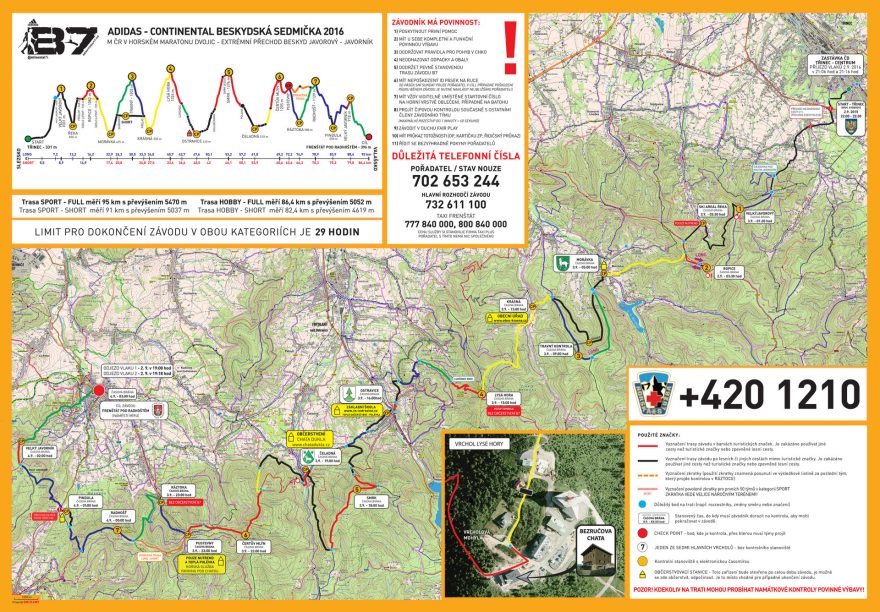 Mapa Beskydské sedmičky 2016