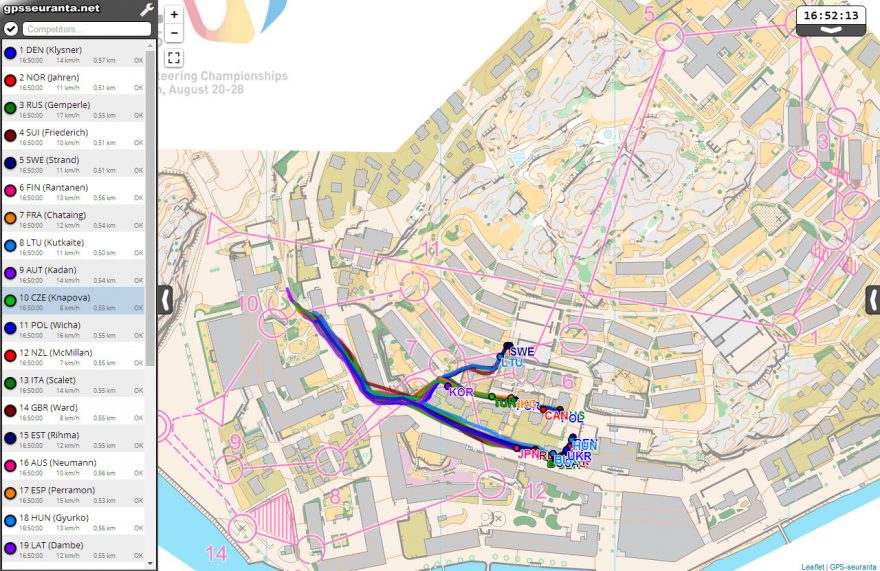 Sprintové štafety, úsek 1, GPS 1