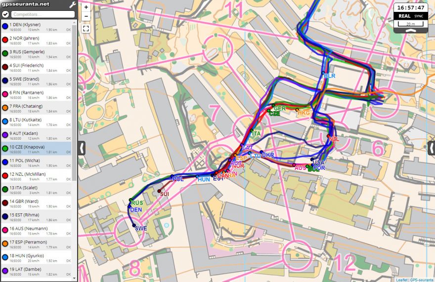 Sprintové štafety, úsek 1, GPS 2