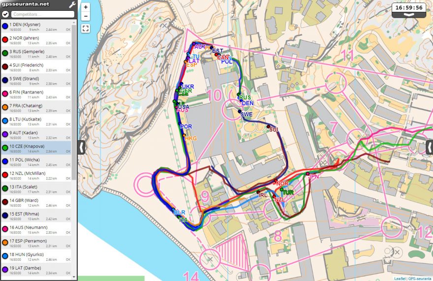 Sprintové štafety, úsek 1, GPS 3