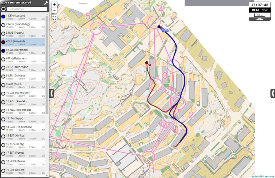 Sprintové štafety, úsek 2, GPS 1