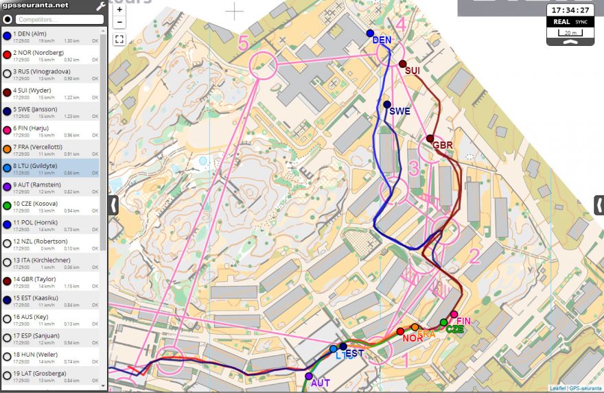 Sprintové štafety, úsek 4, GPS 1