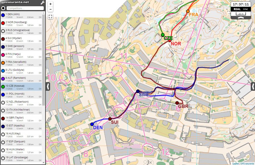 Sprintové štafety, úsek 4, GPS 2