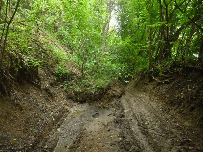 Rozbahněné cesty na Slovensku byly větší překážkou pro cyklisty.