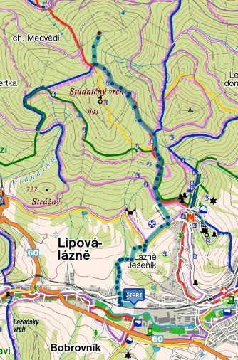 Mapa trati Běh na Sokolí vrch