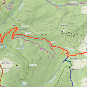 Mapa trati Běh na Šerák, 9,5 km