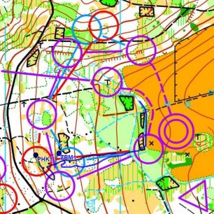 Mapa mužských a ženských úseků štafet s variantami trati